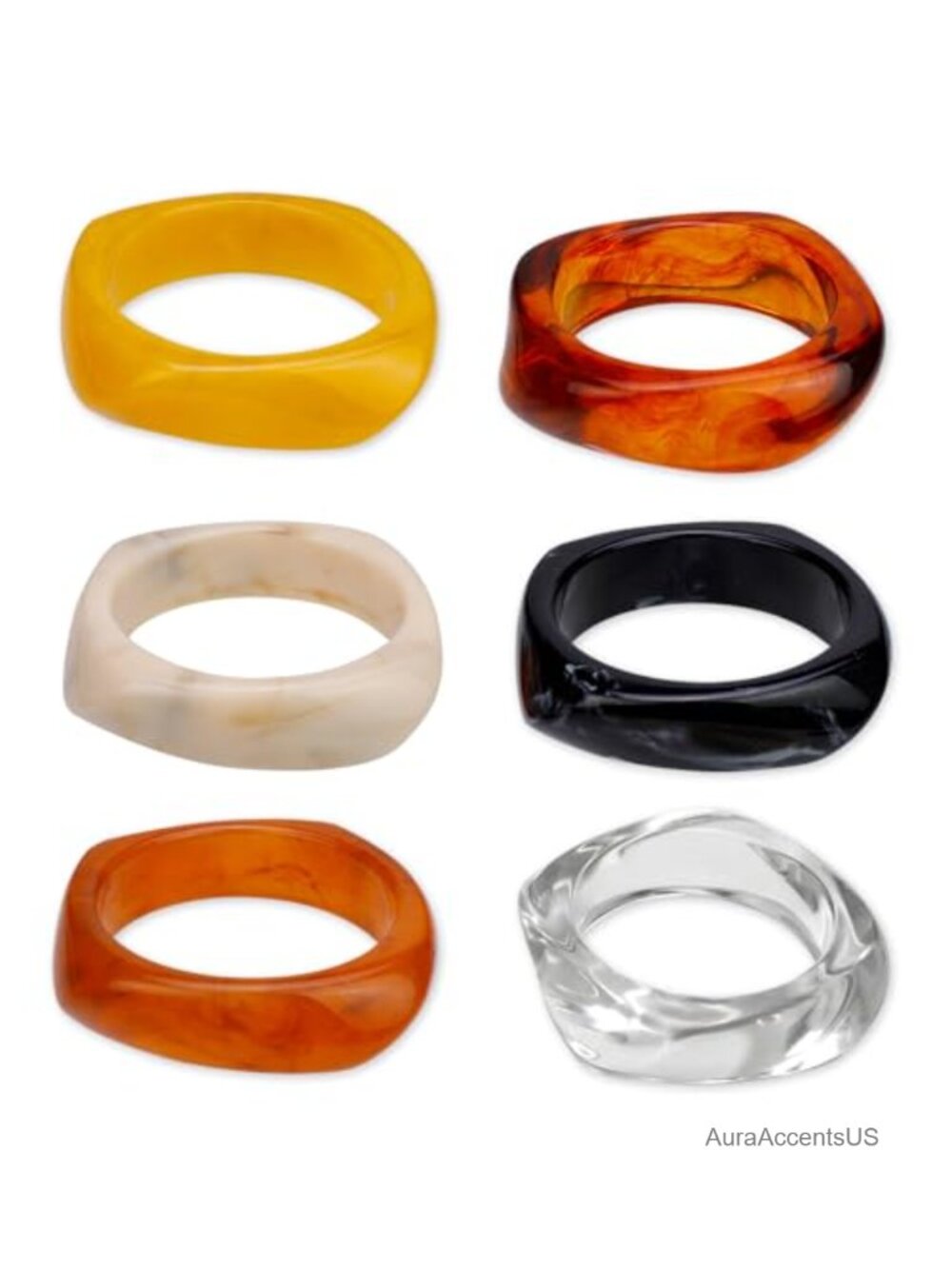 Chunky Acrylic Resin Bangle Bracelets Set Geometric Wide Cuff Wristbands